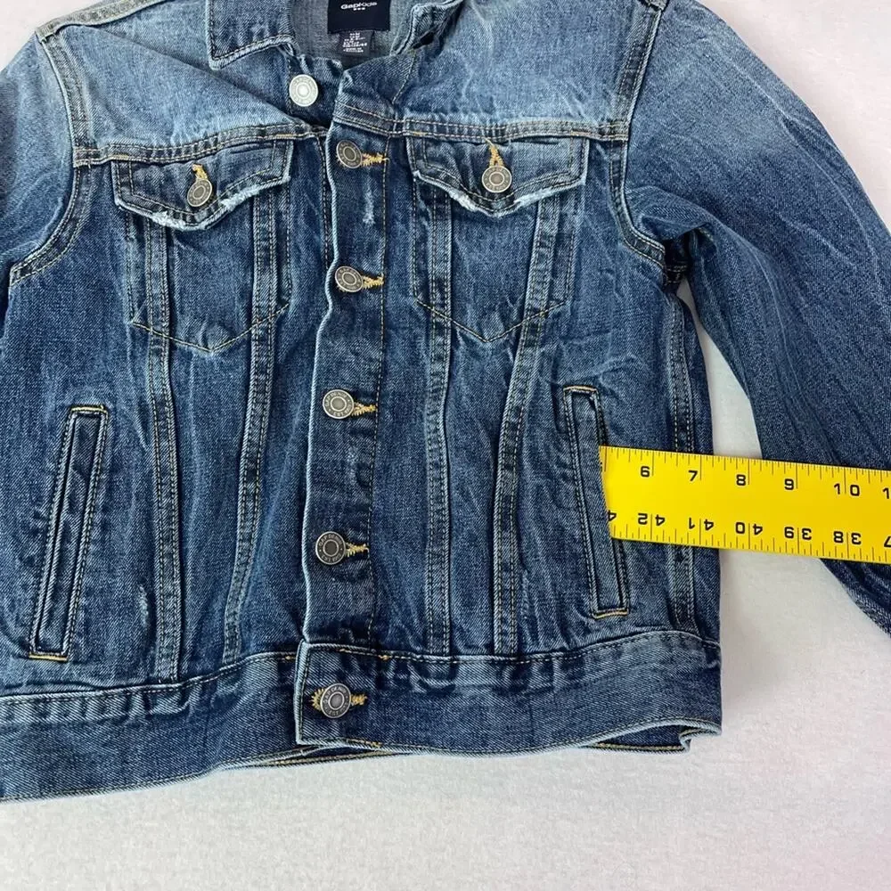 Gap Jacket Kids Medium Blue Denim Jean Front Pocket Button Up